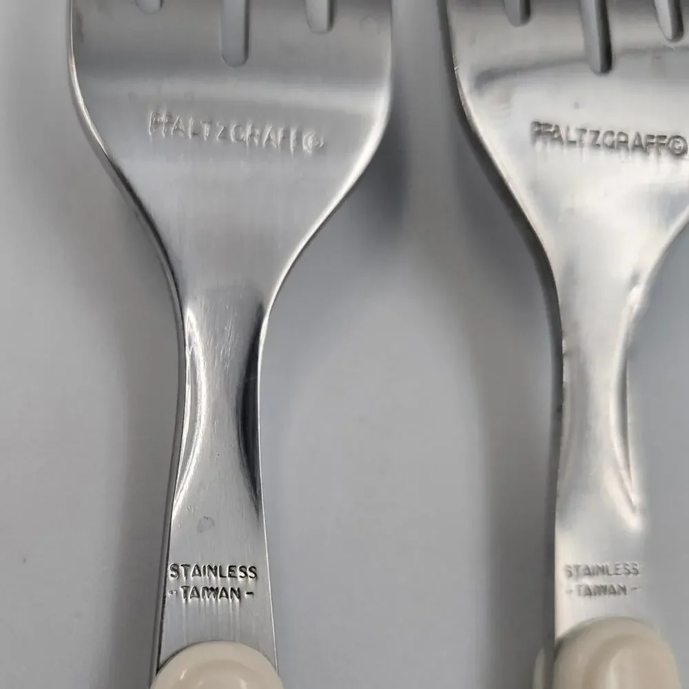Two Pfaltzgraff Snow Village Stainless Steel Salad Fork Replacements